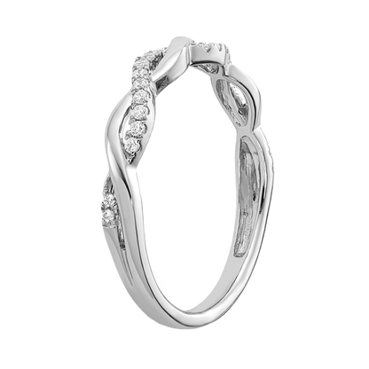 Verdrehter Ehering aus Gold und Labordiamanten