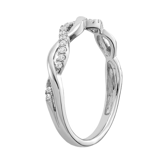 Verdrehter Ehering aus Gold und Labordiamanten