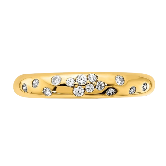Polished Diamond Sprinkle Ring in Yellow Gold