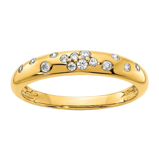 Polished Diamond Sprinkle Ring in Yellow Gold