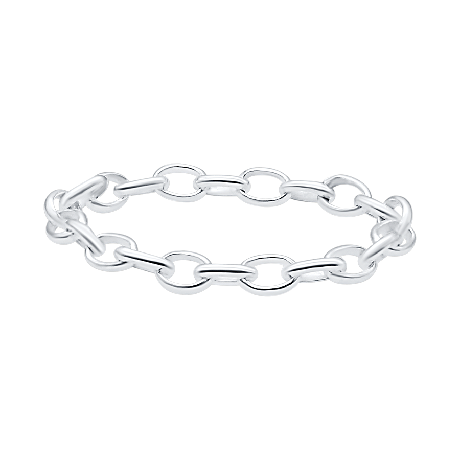 Ovaler Rolo-Kettenring aus Sterlingsilber