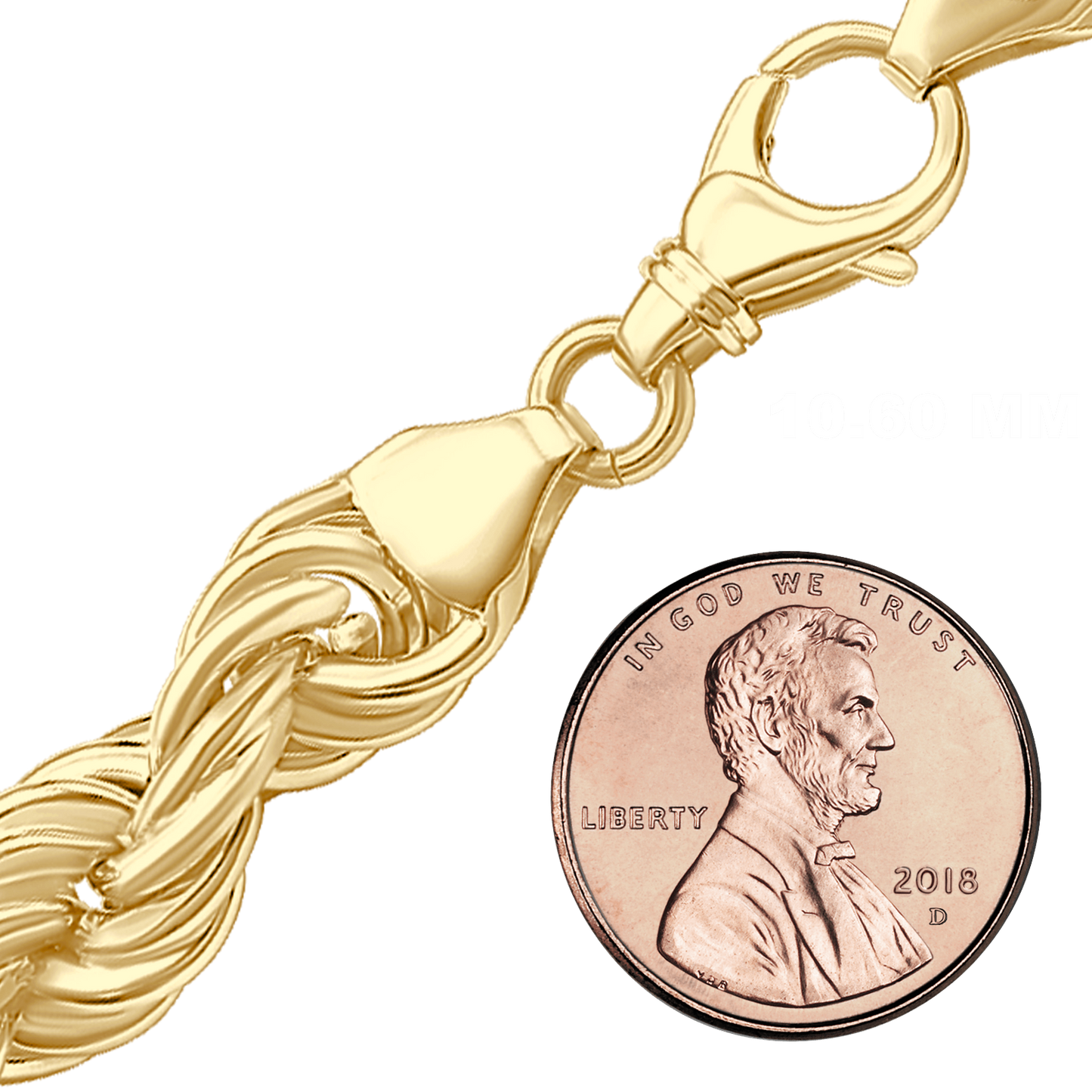 Handgefertigte Halskette aus massivem Seil, 14 Karat Gelbgold