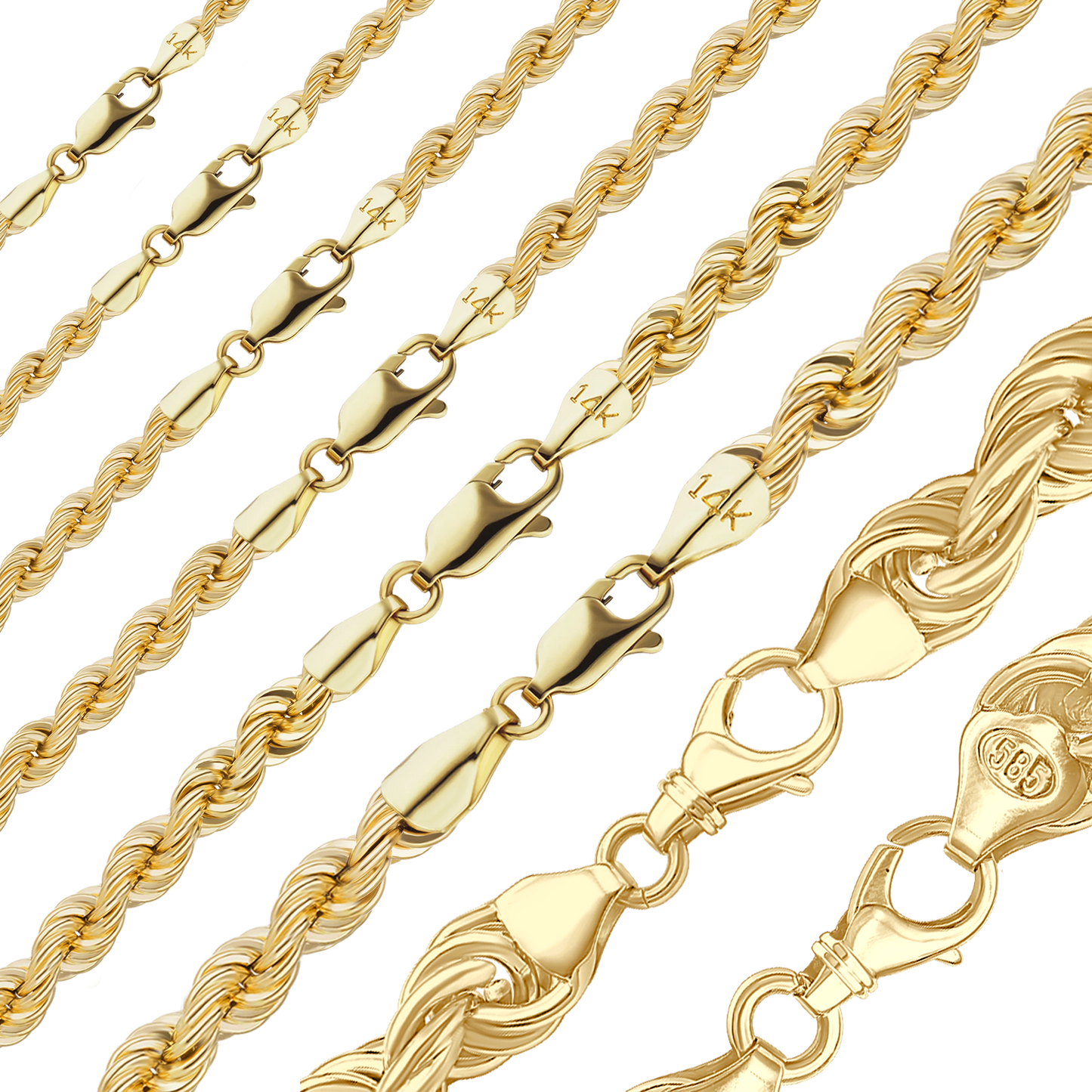 Handgefertigtes Armband aus massivem Seil aus 14-karätigem Gelbgold