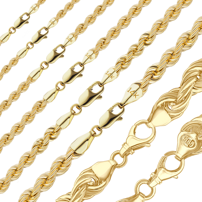 Handgefertigtes Armband aus massivem Seil aus 14-karätigem Gelbgold