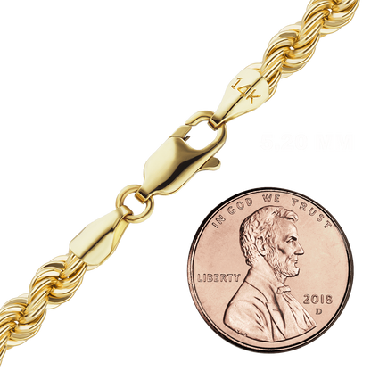 Handgefertigtes Armband aus massivem Seil aus 14-karätigem Gelbgold