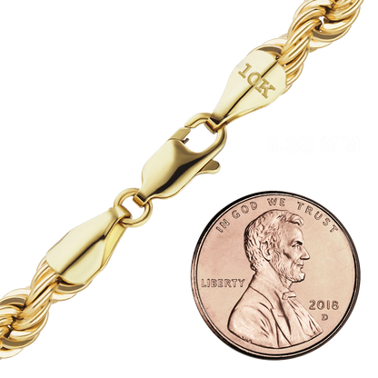 Handgefertigte Halskette aus massivem Seil, 10 Karat Gelbgold