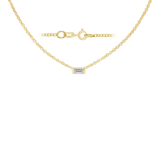 Halskette mit Baguette-Edelstein-Anhänger in 14-karätigem Gelbgold