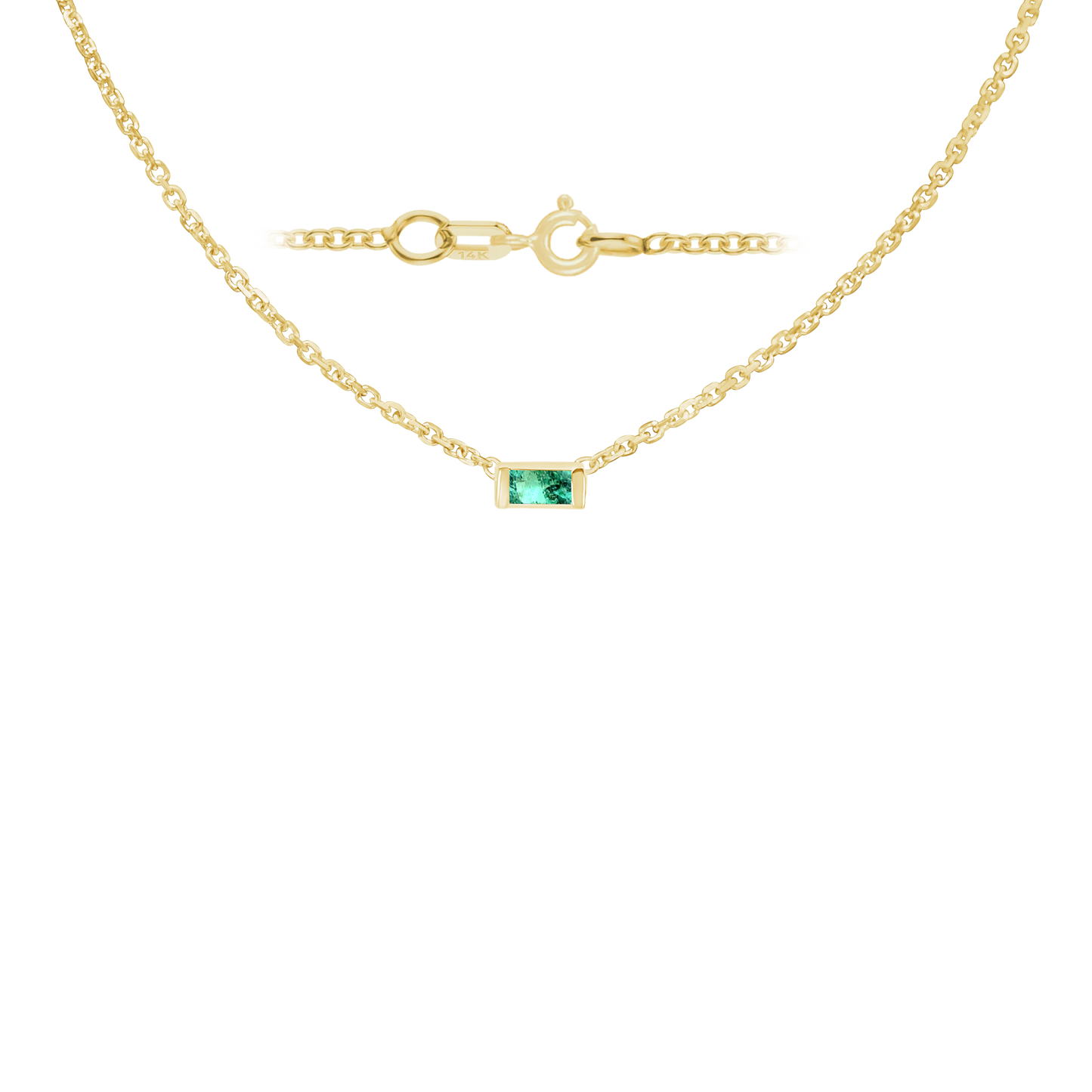 Halskette mit Baguette-Edelstein-Anhänger in 14-karätigem Gelbgold