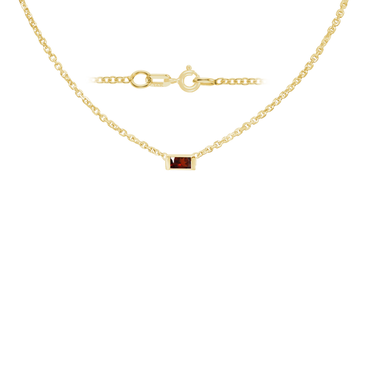 Halskette mit Baguette-Edelstein-Anhänger in 14-karätigem Gelbgold