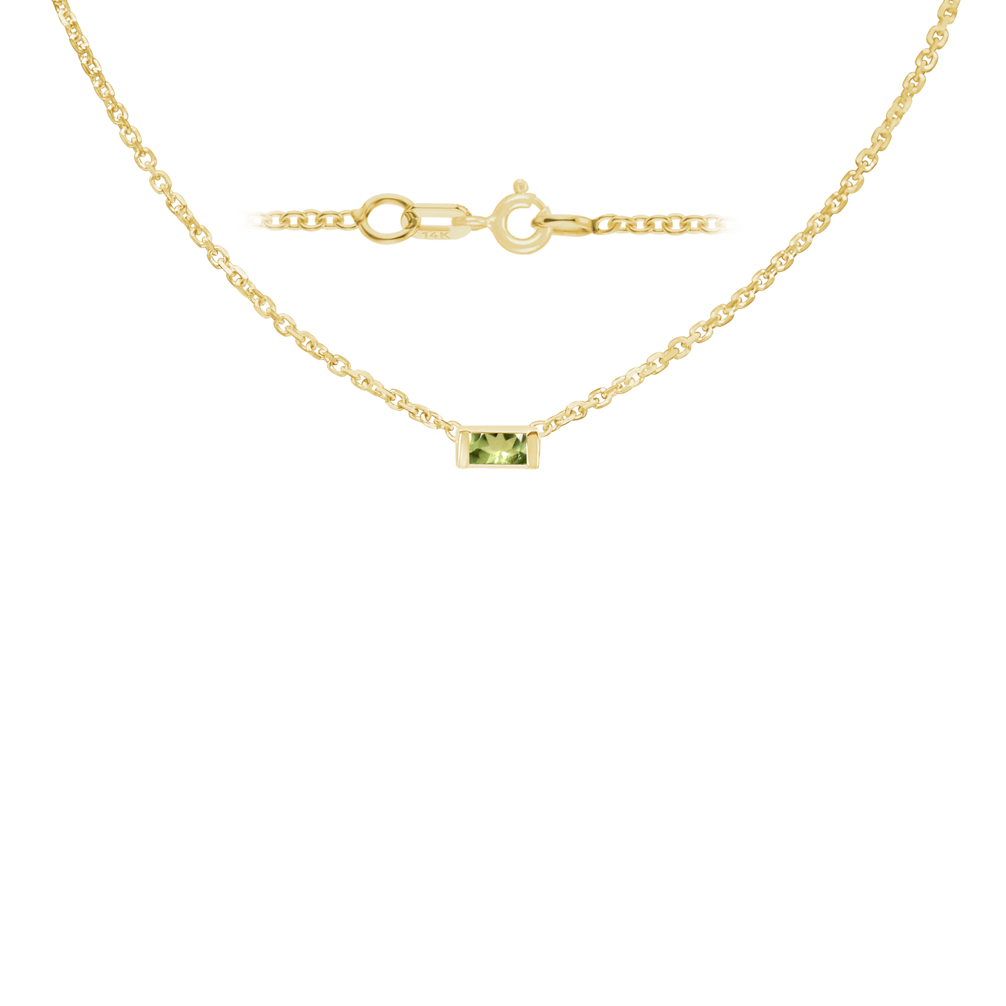 Halskette mit Baguette-Edelstein-Anhänger in 14-karätigem Gelbgold