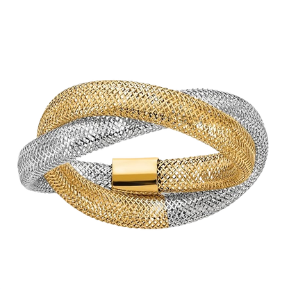 14-karätiger zweifarbiger, gedrehter Webring