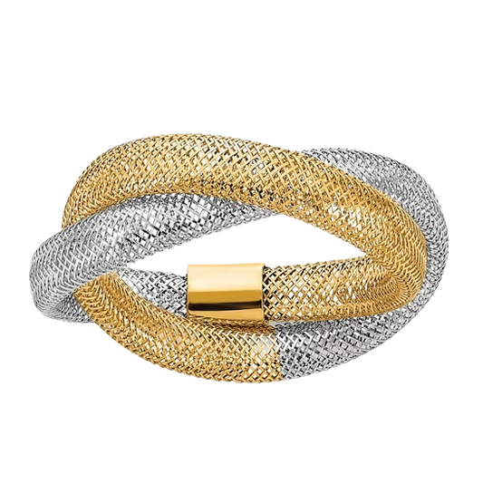 14-karätiger zweifarbiger, gedrehter Webring