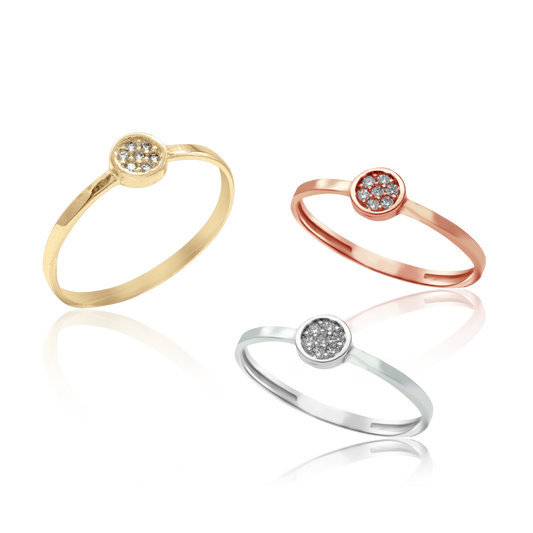 Scheibenring mit Diamanten in 14-karätigem Gold