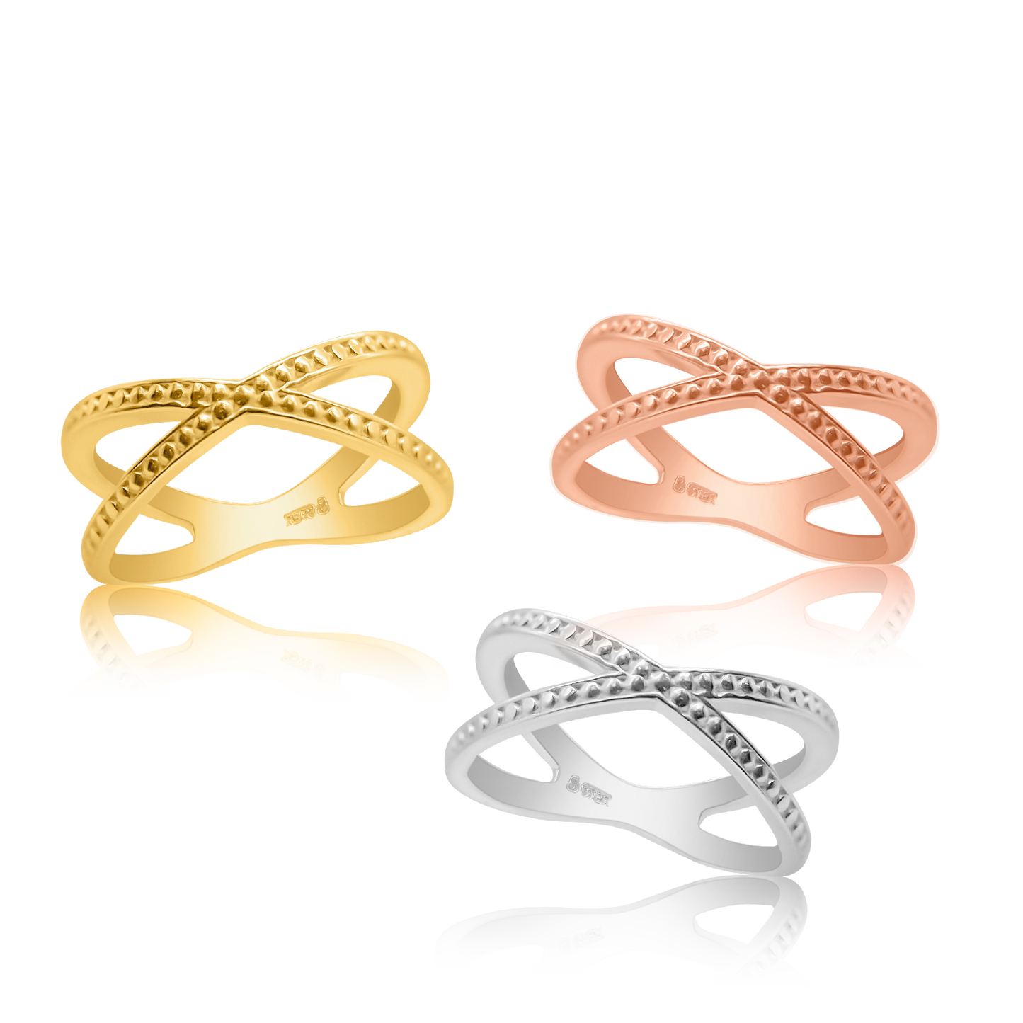 Gepunkteter Kreuzring aus 14-karätigem Gold