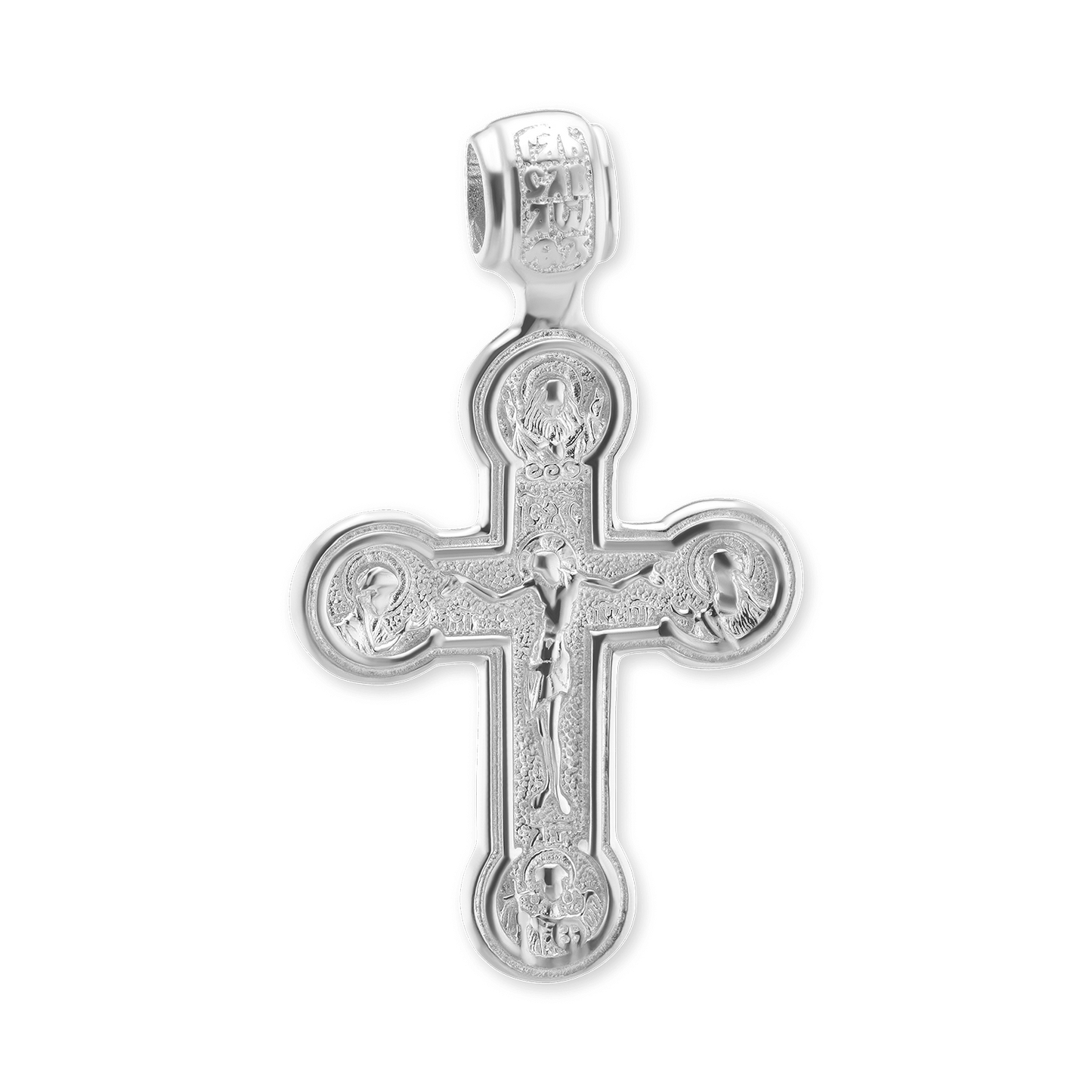 Byzantinischer Vier-Wege-Doppelkreuz-Anhänger aus Sterlingsilber