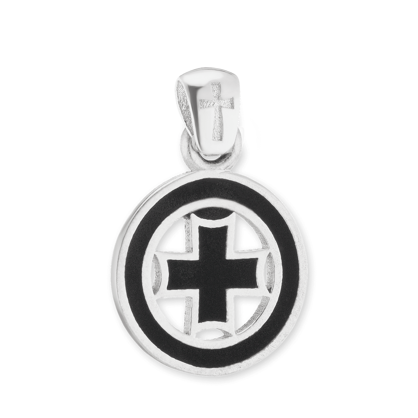 Pattée-Kreuz-Medaillons mit schwarzer Emaille aus Sterlingsilber