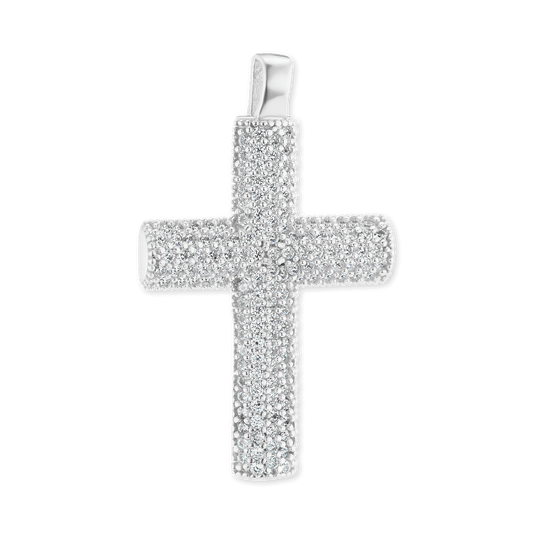 Klassischer Kreuzanhänger mit Zirkonia in Sterlingsilber