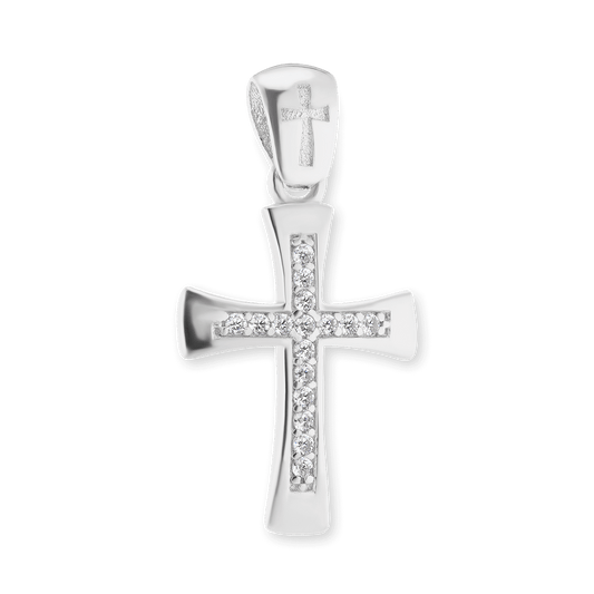 Konischer Kreuzanhänger mit Zirkonia in Sterlingsilber