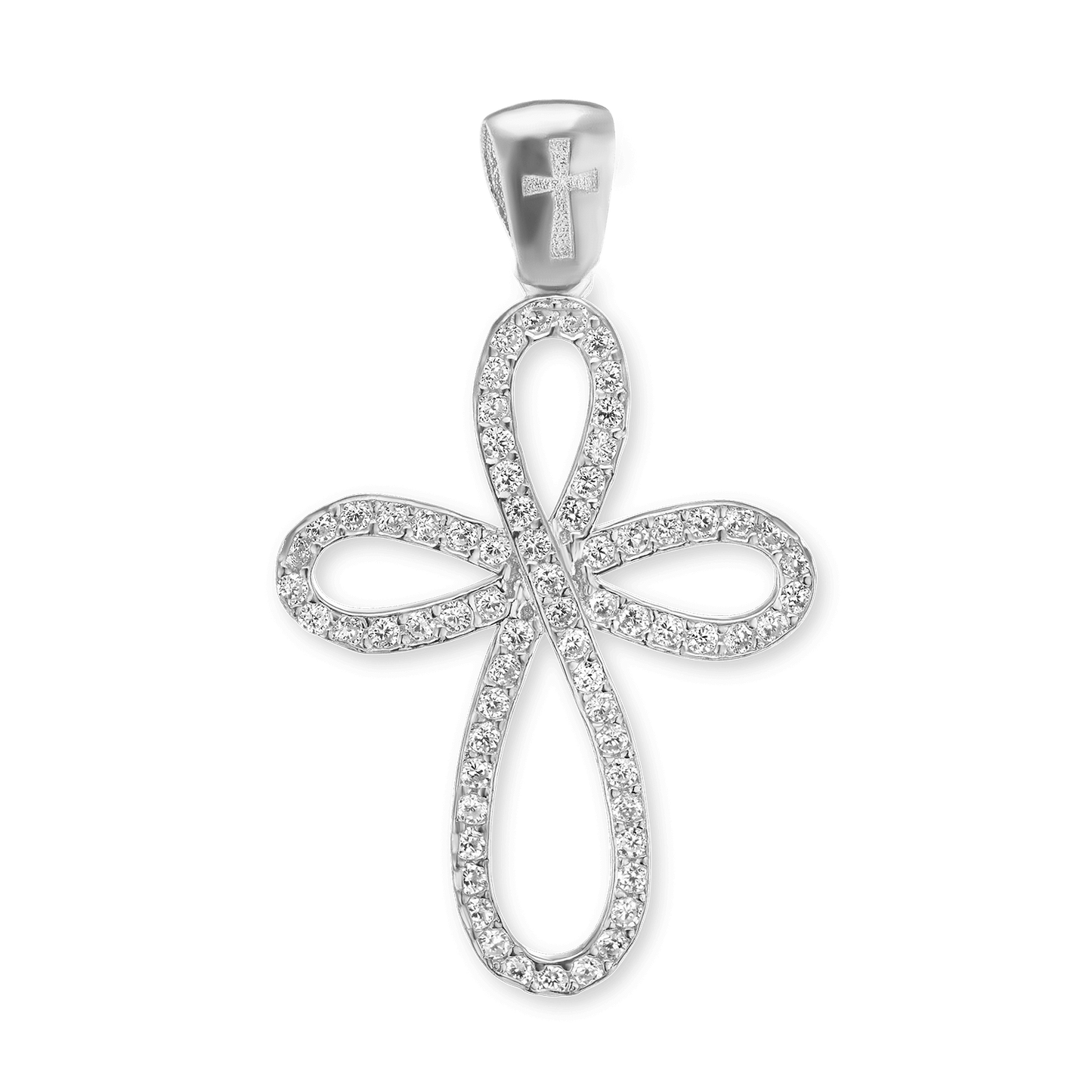Ewigkeitskreuz-Anhänger mit Zirkonia in Sterlingsilber