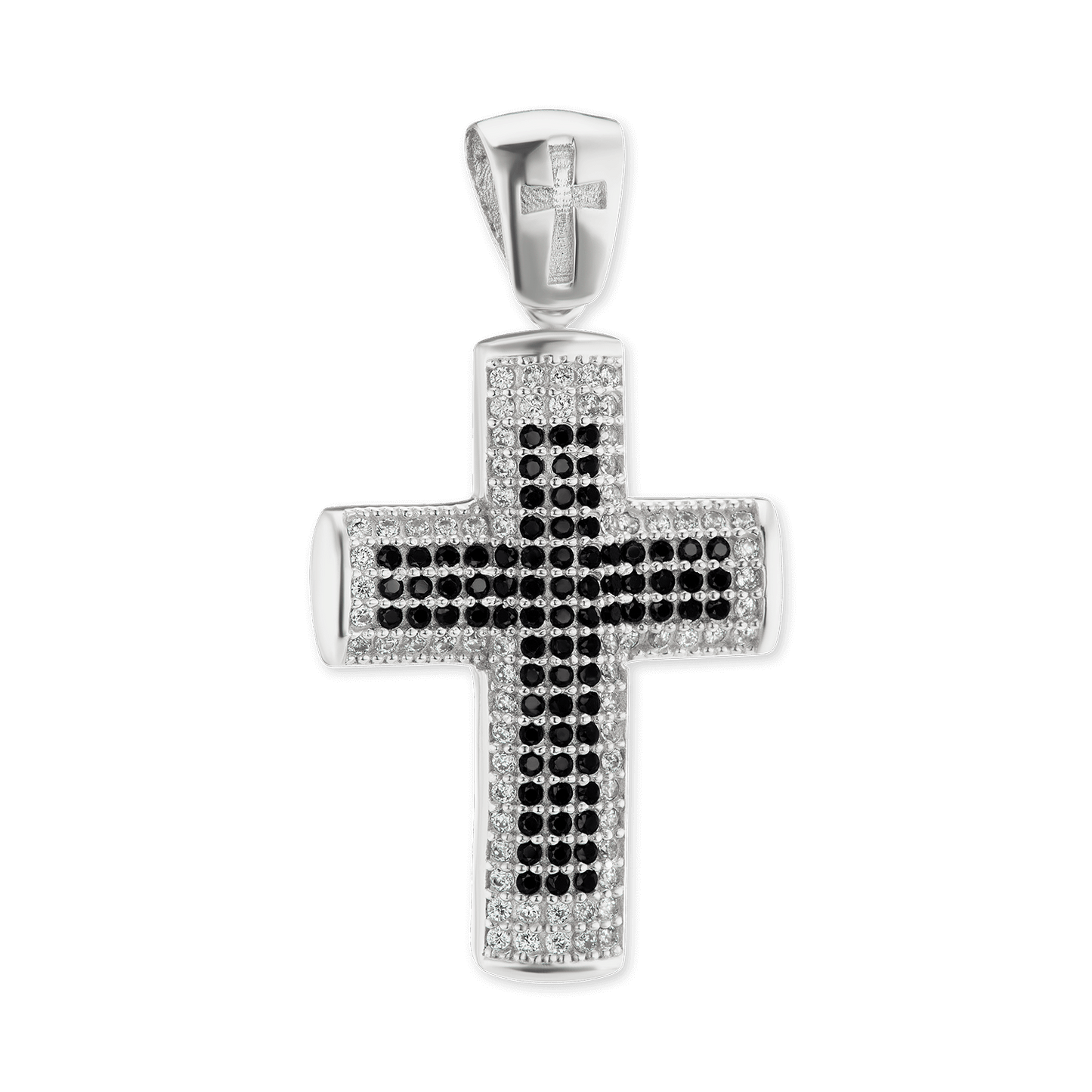 Klassischer Kreuzanhänger mit Zirkonia in Sterlingsilber