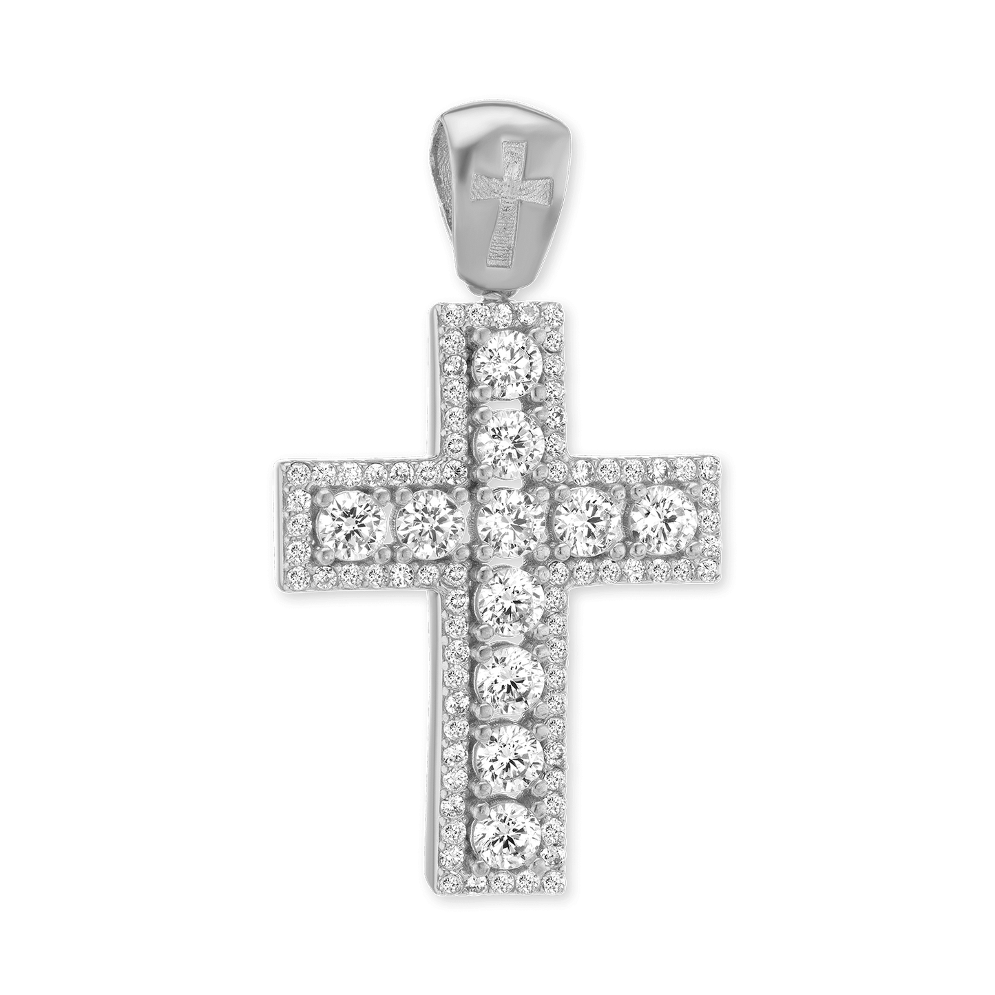 Klassischer Kreuzanhänger mit Zirkonia in Sterlingsilber