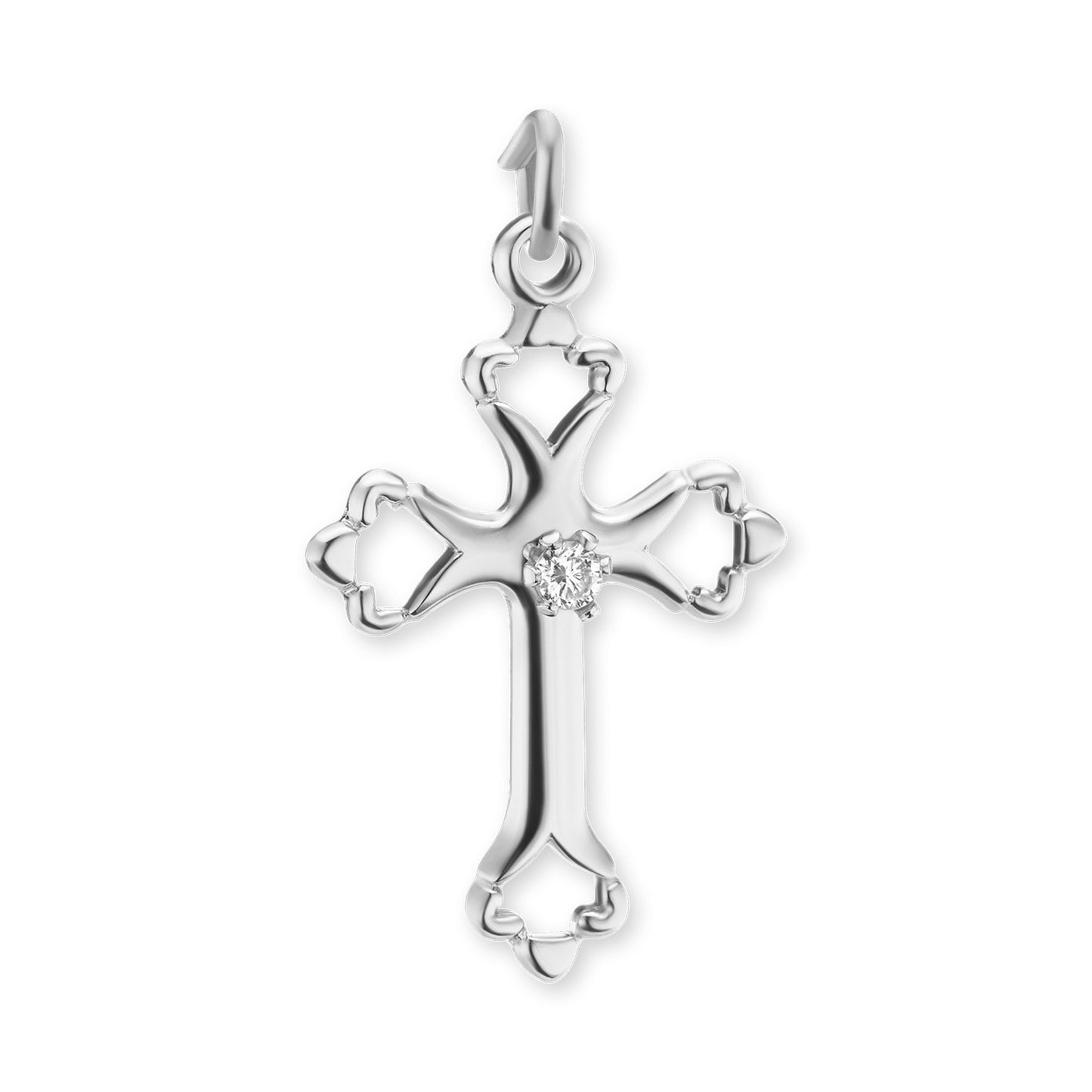 Anhänger in Form eines Knospenkreuzes mit Zirkonia in Sterlingsilber