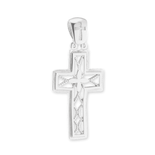 Filigraner Kleeblatt-Kreuzanhänger aus Sterlingsilber