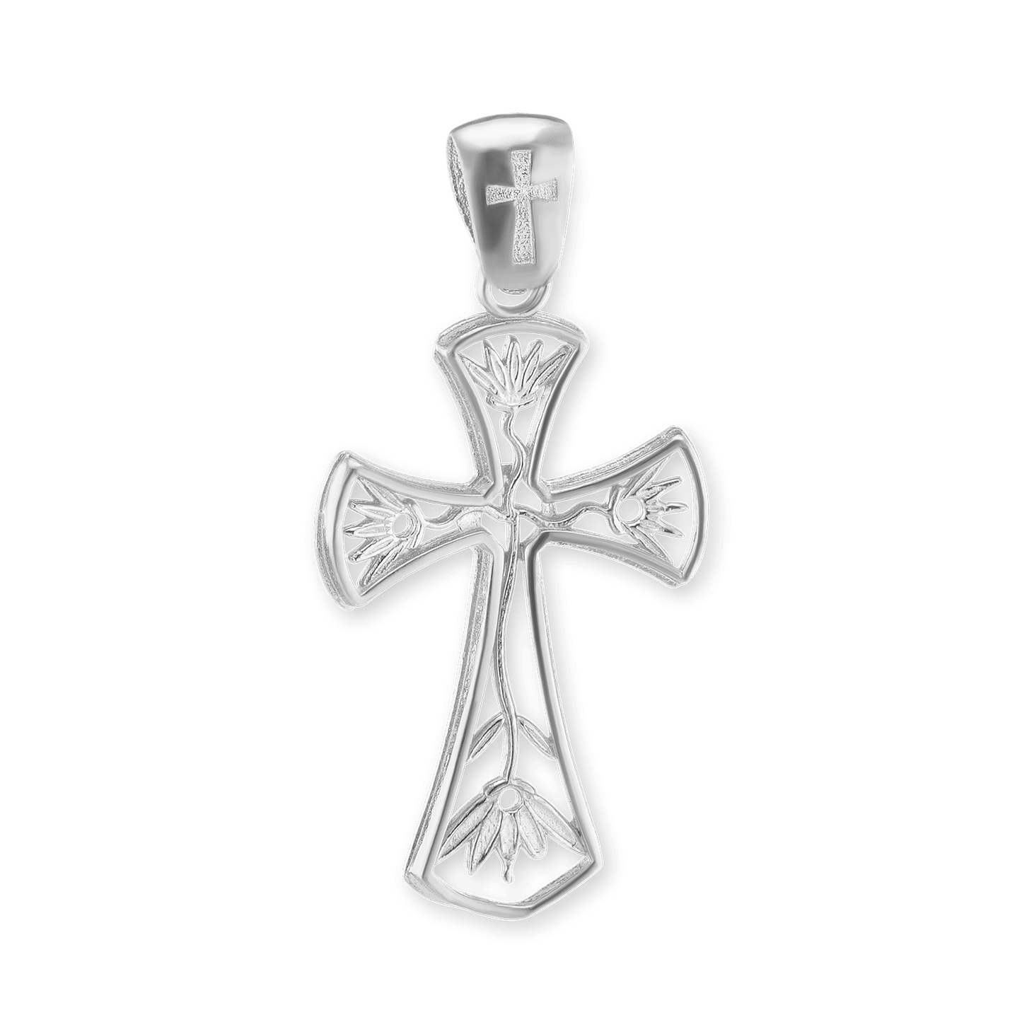 Filigraner Lotus-Kreuz-Anhänger aus Sterlingsilber