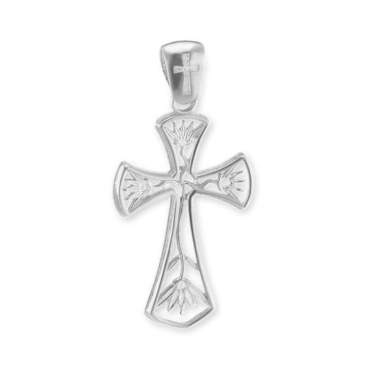 Filigraner Lotus-Kreuz-Anhänger aus Sterlingsilber