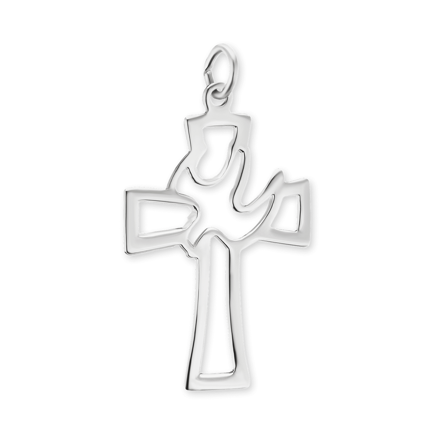 Kreuzanhänger mit Heiliger-Geist-Taube aus Sterlingsilber