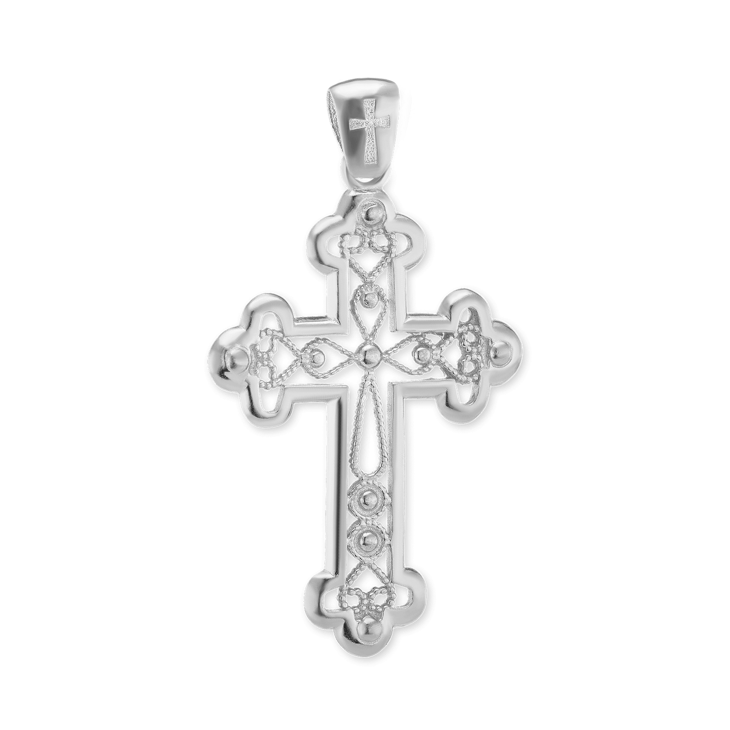 Filigraner Knospenkreuz-Anhänger aus Sterlingsilber