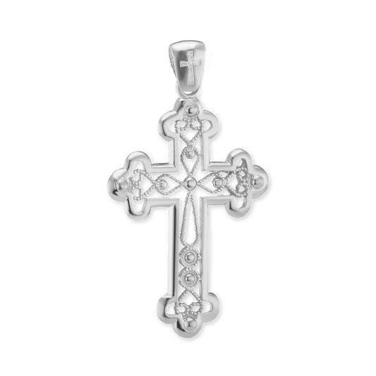 Filigraner Knospenkreuz-Anhänger aus Sterlingsilber