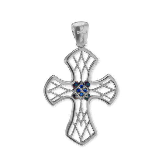 Filigraner Gitterkreuz-Anhänger aus Sterlingsilber