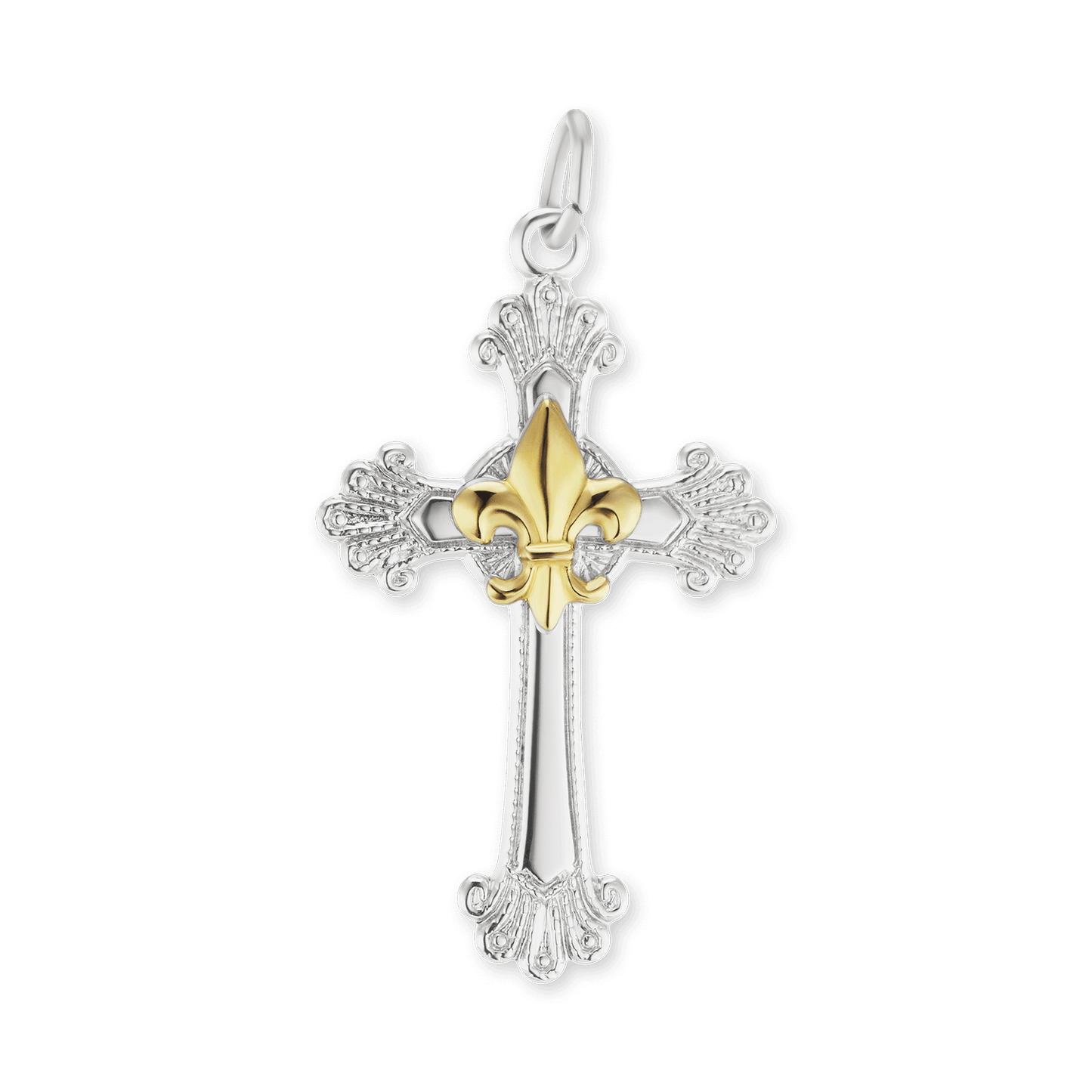 Fleur-de-Lis-Kreuz-Anhänger aus Sterlingsilber