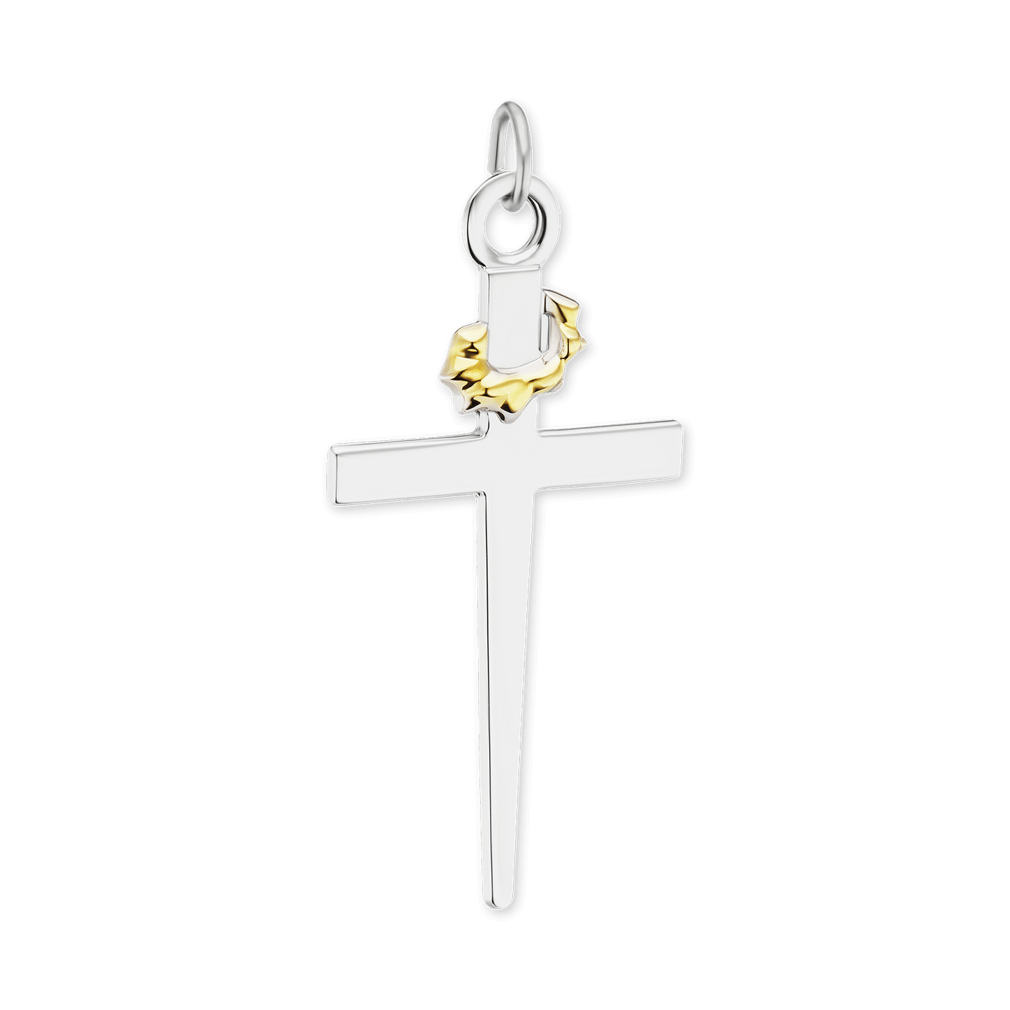 Zweifarbiger Nagelkreuz-Anhänger aus Sterlingsilber