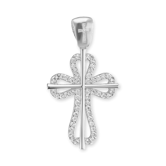 Römisches Kreuz-Anhänger mit Zirkonia in Sterlingsilber