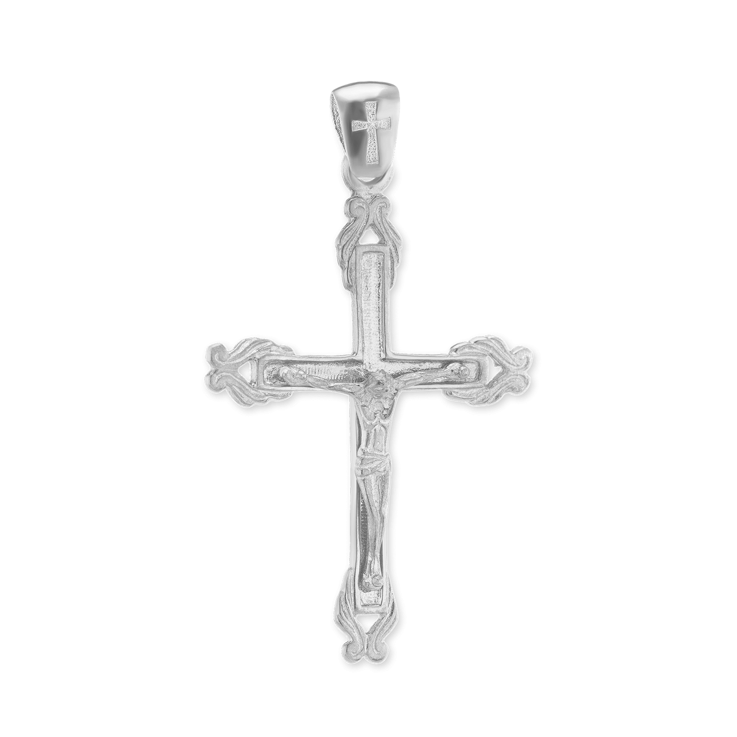 Verzierter Kruzifix-Anhänger aus Sterlingsilber