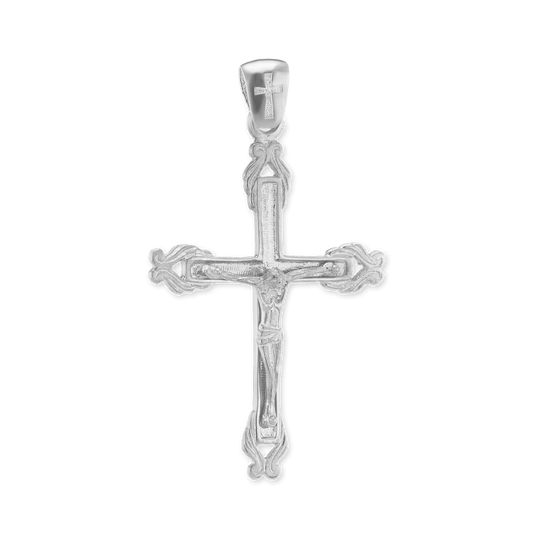 Verzierter Kruzifix-Anhänger aus Sterlingsilber