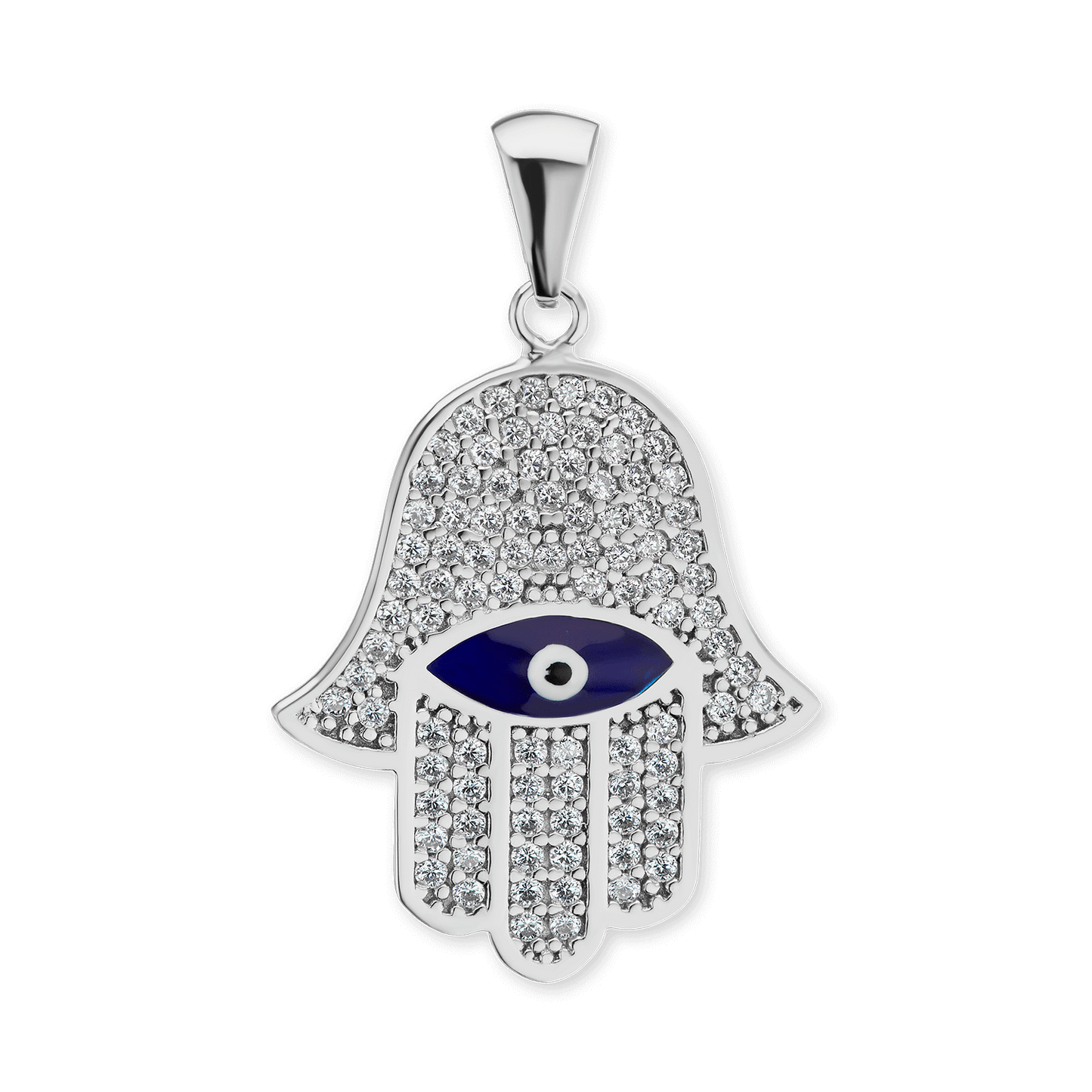 Hamsa-Anhänger mit bösem Blick aus Sterlingsilber