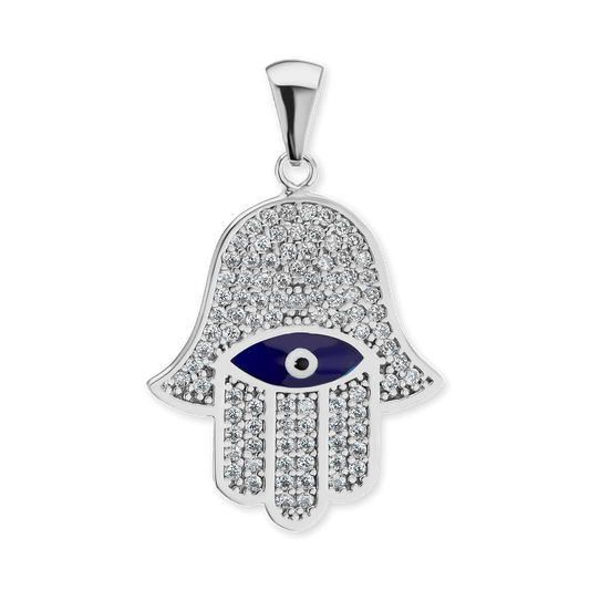 Hamsa-Anhänger mit bösem Blick aus Sterlingsilber