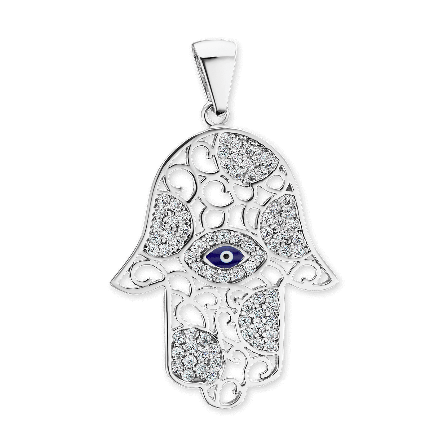 Hamsa-Anhänger mit bösem Blick aus Sterlingsilber