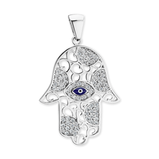 Hamsa-Anhänger mit bösem Blick aus Sterlingsilber