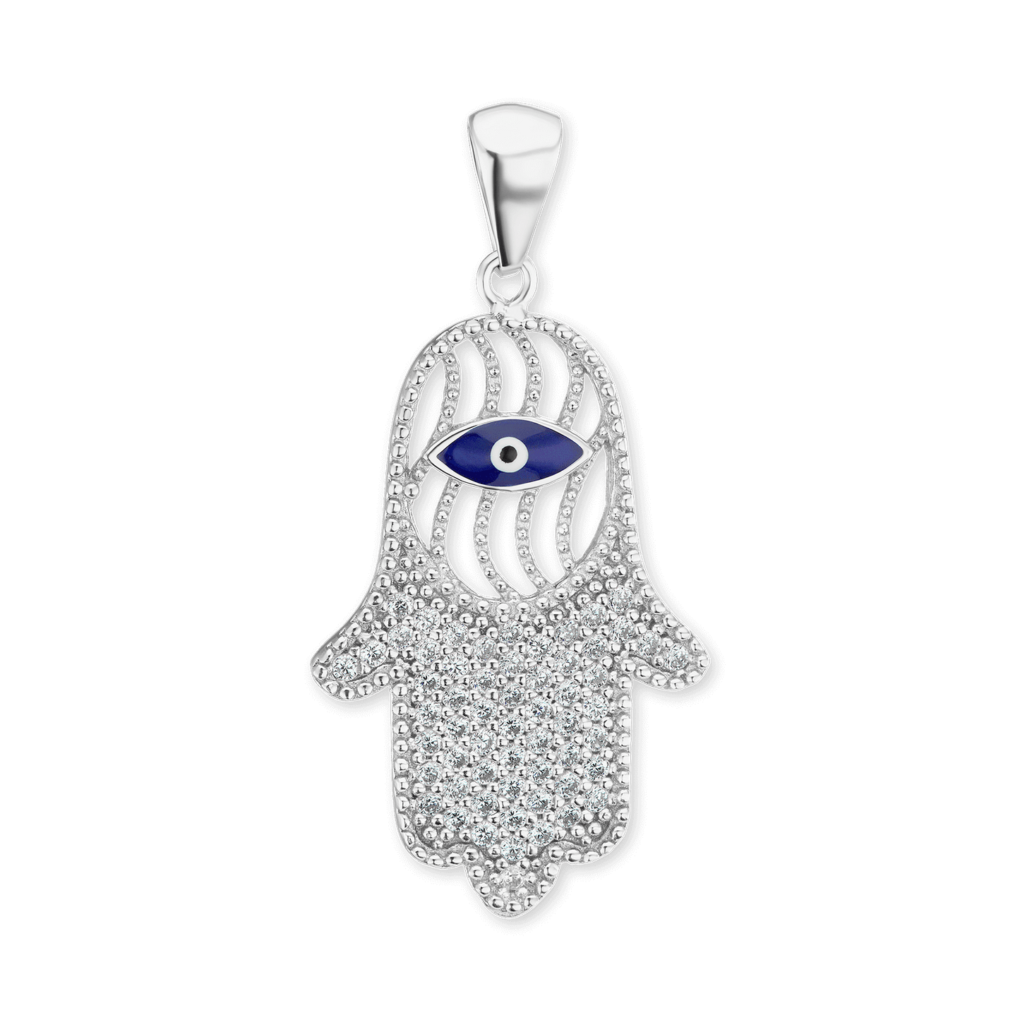 Hamsa-Anhänger mit bösem Blick aus Sterlingsilber
