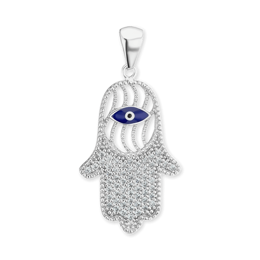 Hamsa-Anhänger mit bösem Blick aus Sterlingsilber