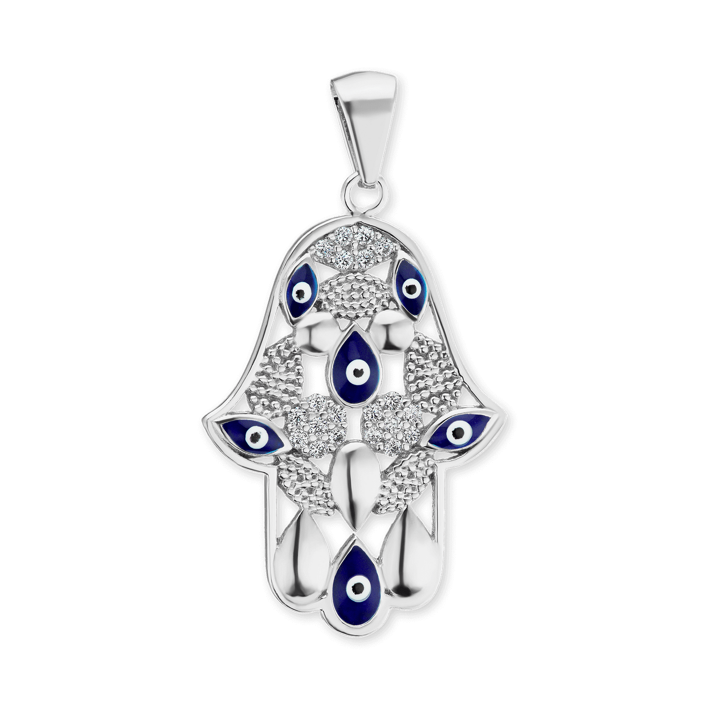 Hamsa-Anhänger mit bösem Blick aus Sterlingsilber
