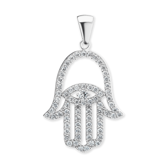 Hamsa-Anhänger mit bösem Blick aus Sterlingsilber
