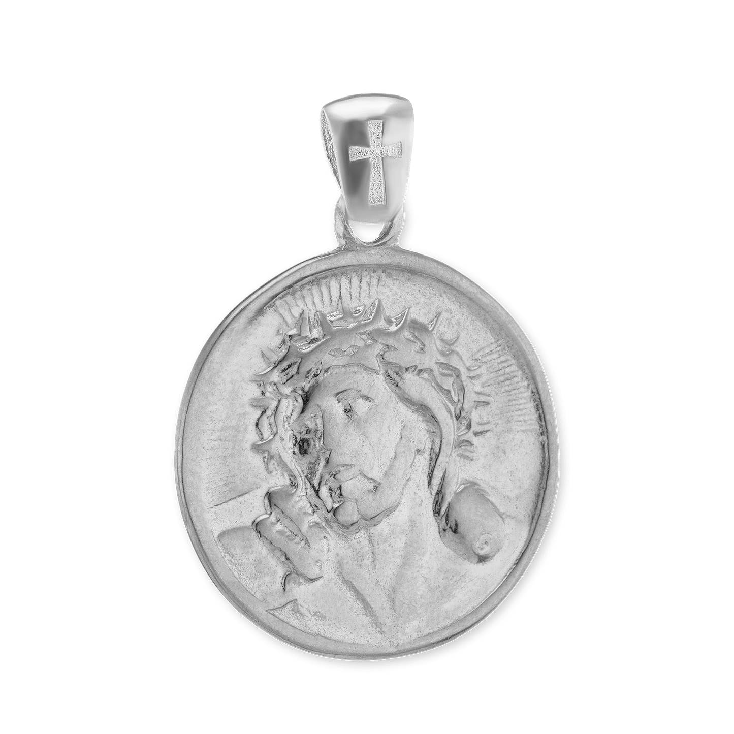 Jesus-Anhänger mit Jerusalemkreuz aus Sterlingsilber und Medaillons aus Sterlingsilber, veredelt mit 14-karätigem Gelbgold