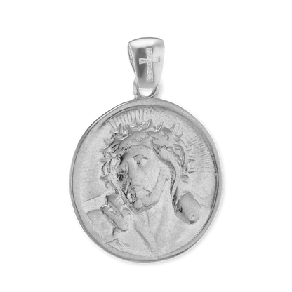 Jesus-Anhänger mit Jerusalemkreuz aus Sterlingsilber und Medaillons aus Sterlingsilber, veredelt mit 14-karätigem Gelbgold