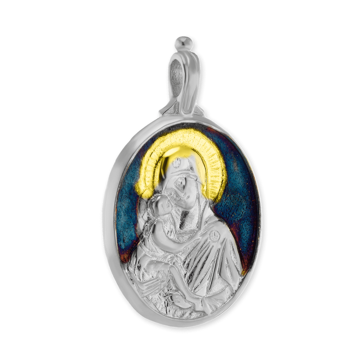 Anhänger und Medaillons mit Madonna-und-Kind-Motiv in Sterlingsilber mit Ember-Finish