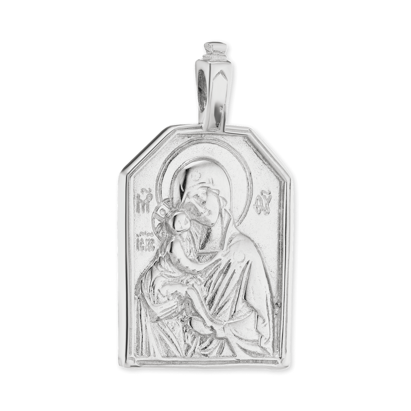 Byzantinischer Doppelanhänger mit Madonna-und-Kind-Motiv aus Sterlingsilber, veredelt mit 14-karätigem Gelbgold